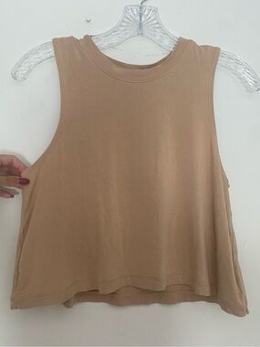 Carbon 38 Sleeveless Crop Tank Top - Beige